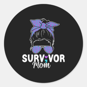 Survivor Mom - Semicolon Suicide Prevention Awaren Classic Round Sticker