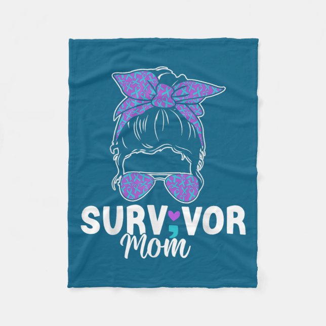 Survivor Mom - Semicolon Suicide Prevention Awaren Fleece Blanket (Front)