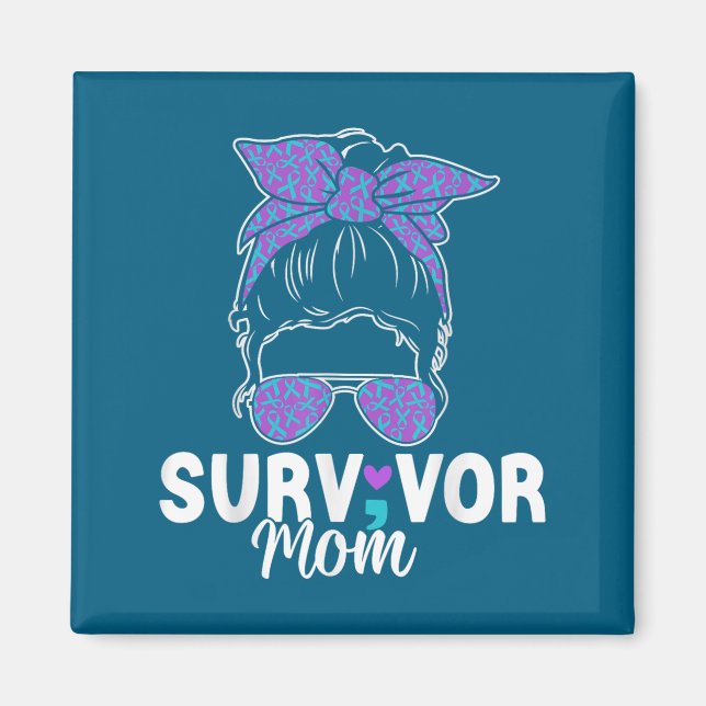 Survivor Mom - Semicolon Suicide Prevention Awaren Magnet (Front)