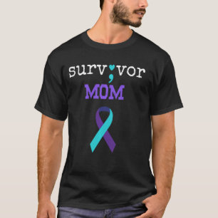 Survivor Mum Semicolon Suicide Prevention Awaren T-Shirt