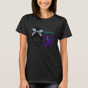 Survivor Mum Suicide Awareness Messy Bun Teal and T-Shirt