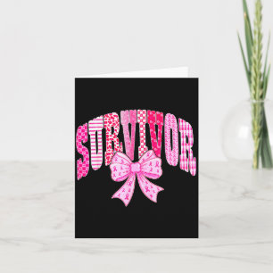 Survivor Nk Ribbon Coquette Bow Breast Cancer Awar Card