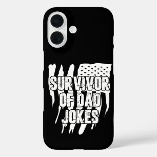 Survivor Of Dad Jokes Vintage Distressed Us Flag iPhone 16 Case