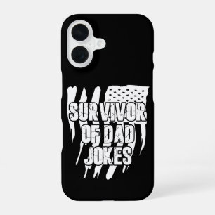 Survivor Of Dad Jokes Vintage Distressed Us Flag iPhone 16 Case