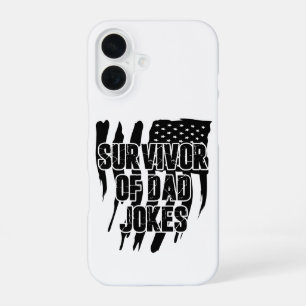Survivor Of Dad Jokes Vintage Distressed Us Flag iPhone 16 Case