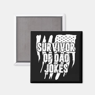 Survivor Of Dad Jokes Vintage Distressed Us Flag Magnet