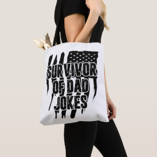 Survivor Of Dad Jokes Vintage Distressed Us Flag  Tote Bag