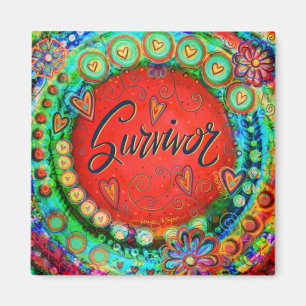 Survivor ONE WORD Inspirational Cancer Patient Magnet