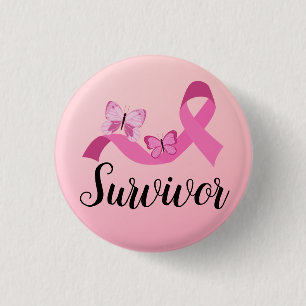 Survivor Pink Breast Cancer 3 Cm Round Badge