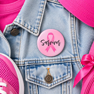 Survivor Pink Breast Cancer 6 Cm Round Badge