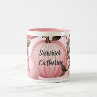 Survivor Pink Pumpkin Halloween Two-Tone Coffee Mug