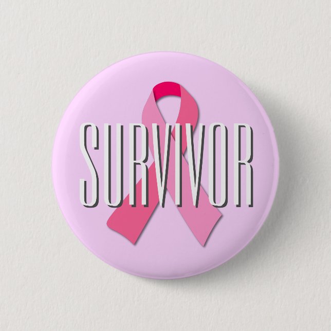Survivor Pink Ribbon 6 Cm Round Badge (Front)