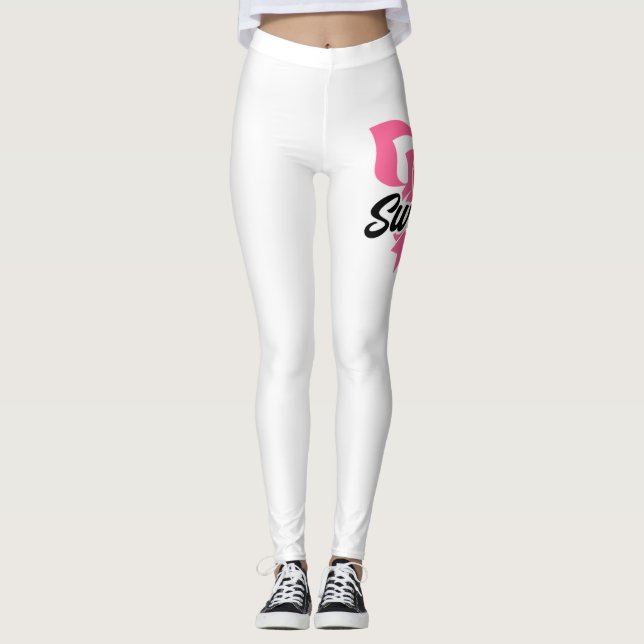 Survivor Pink Ribbon Breast Cancer Awareness Leggings (Front)
