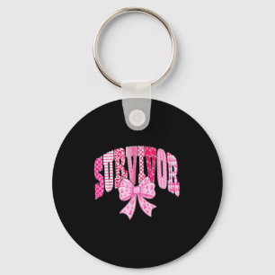 Survivor Pink Ribbon Coquette Bow Breast Cancer Aw Key Ring