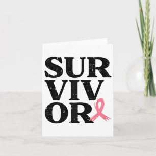 Survivor Pink Ribbon Warrior Breast Cancer Awarene Card