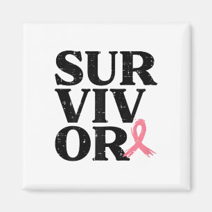 Survivor Pink Ribbon Warrior Breast Cancer Awarene Magnet
