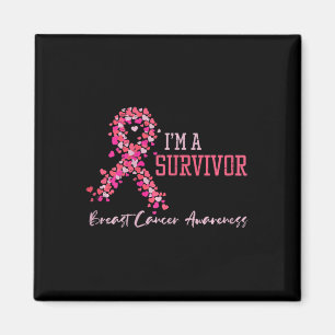 Survivor Pink Ribbons Hearts Breast Cancer Awarene Magnet