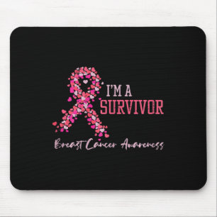 Survivor Pink Ribbons Hearts Breast Cancer Awarene Mouse Pad