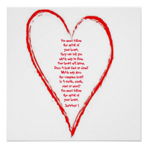 Survivor Poem Inside a a Red Heart Poster