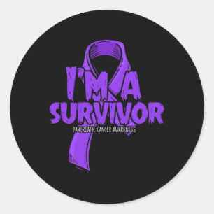 Survivor Purple Ribbon Proud Pancreatic Cancer Awa Classic Round Sticker