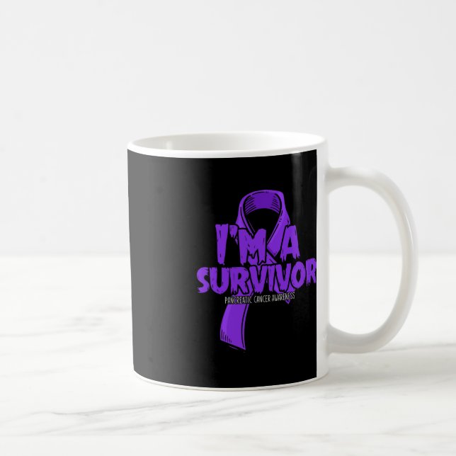 Survivor Purple Ribbon Proud Pancreatic Cancer Awa Coffee Mug (Right)
