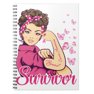 Survivor Rosie Riveter Breast Cancer Awareness Notebook