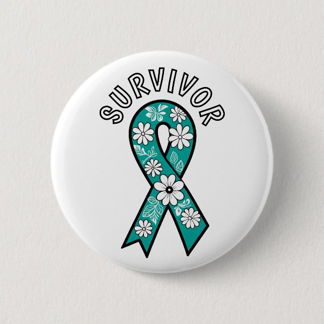 Survivor SA Teal Awareness Ribbon 6 Cm Round Badge (Front)