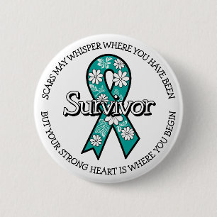 Survivor SA Teal Awareness Ribbon 6 Cm Round Badge