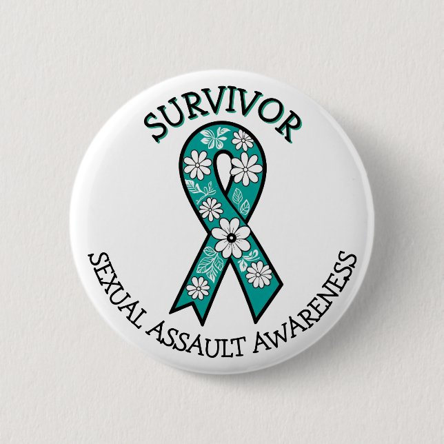 Survivor SA Teal Awareness Ribbon 6 Cm Round Badge (Front)