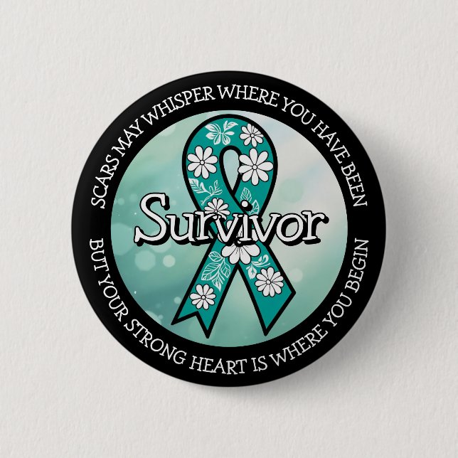 Survivor SA Teal Awareness Ribbon 6 Cm Round Badge (Front)