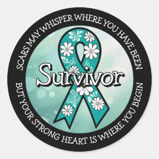 Survivor SA Teal Awareness Ribbon Classic Round Sticker