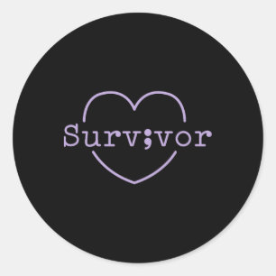 Survivor Semicolon - Suicide Prevention Mental Hea Classic Round Sticker
