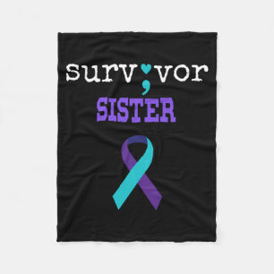 Survivor Sister Semicolon Gift Prevention Fleece Blanket