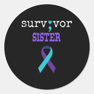 Survivor Sister Semicolon Gift Suicide Prevention Classic Round Sticker