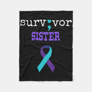 Survivor Sister Semicolon Gift Suicide Prevention Fleece Blanket