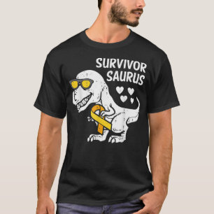 SurvivorSaurus T Rex Dinosaur Childhood Cancer Awa T-Shirt