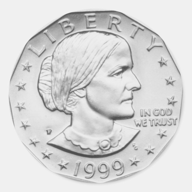 Susan B. Anthony Dollar coin Classic Round Sticker (Front)