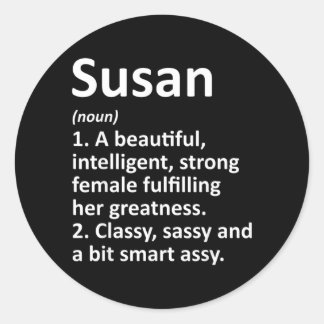 Susan Definition Personalised Name Funny Christmas Classic Round Sticker