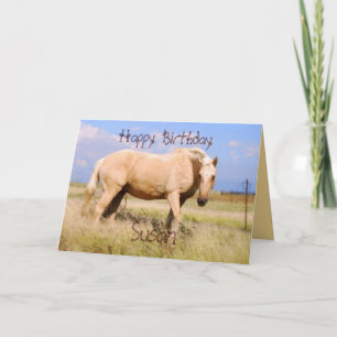 Susan Happy Birthday Palomino Horse Card