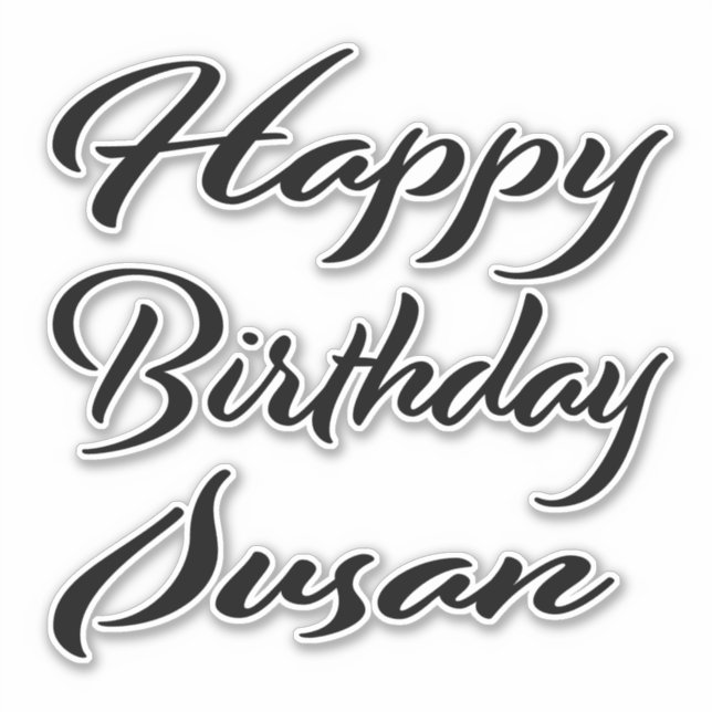 Susan Name First Name black Sticker Birthday (Front)