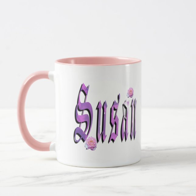 Susan, Name, Logo,  Pink Combo Coffee Mug. Mug (Left)
