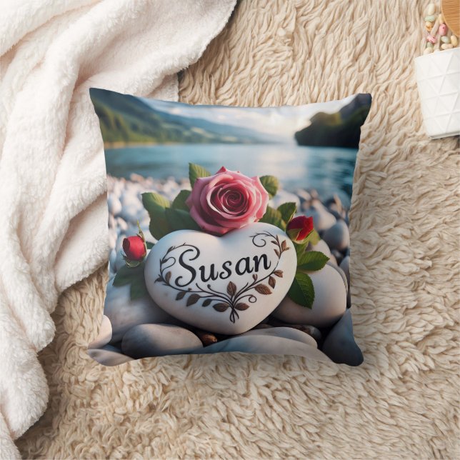 Susan's Heart by the River Cushion (Blanket)