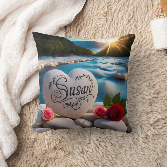 Susan's Heart by the River Cushion (Blanket)