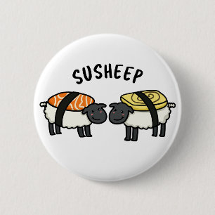Susheep Cute Sushi Sheep Pun 6 Cm Round Badge