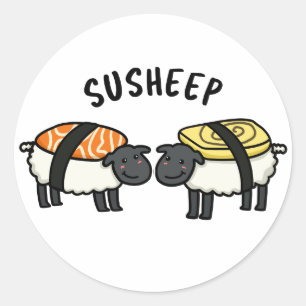 Susheep Funny Sushi Sheep Pun  Classic Round Sticker