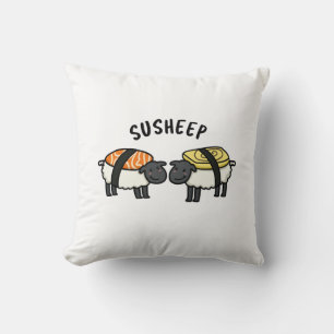 Susheep Funny Sushi Sheep Pun Cushion