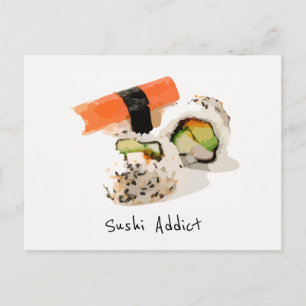 Sushi addict cute Japanese food Postcard