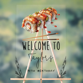 Sushi Adult Birthday Welcome Personalised Acrylic Sign