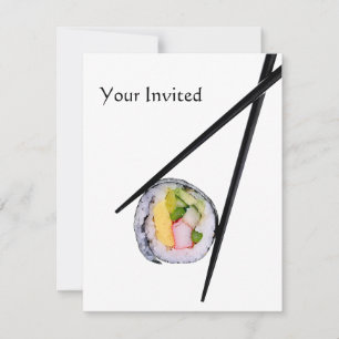 Sushi and black chopsticks  sushi, chopsticks, ric invitation