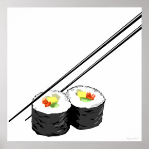Sushi and Chopsticks Poster